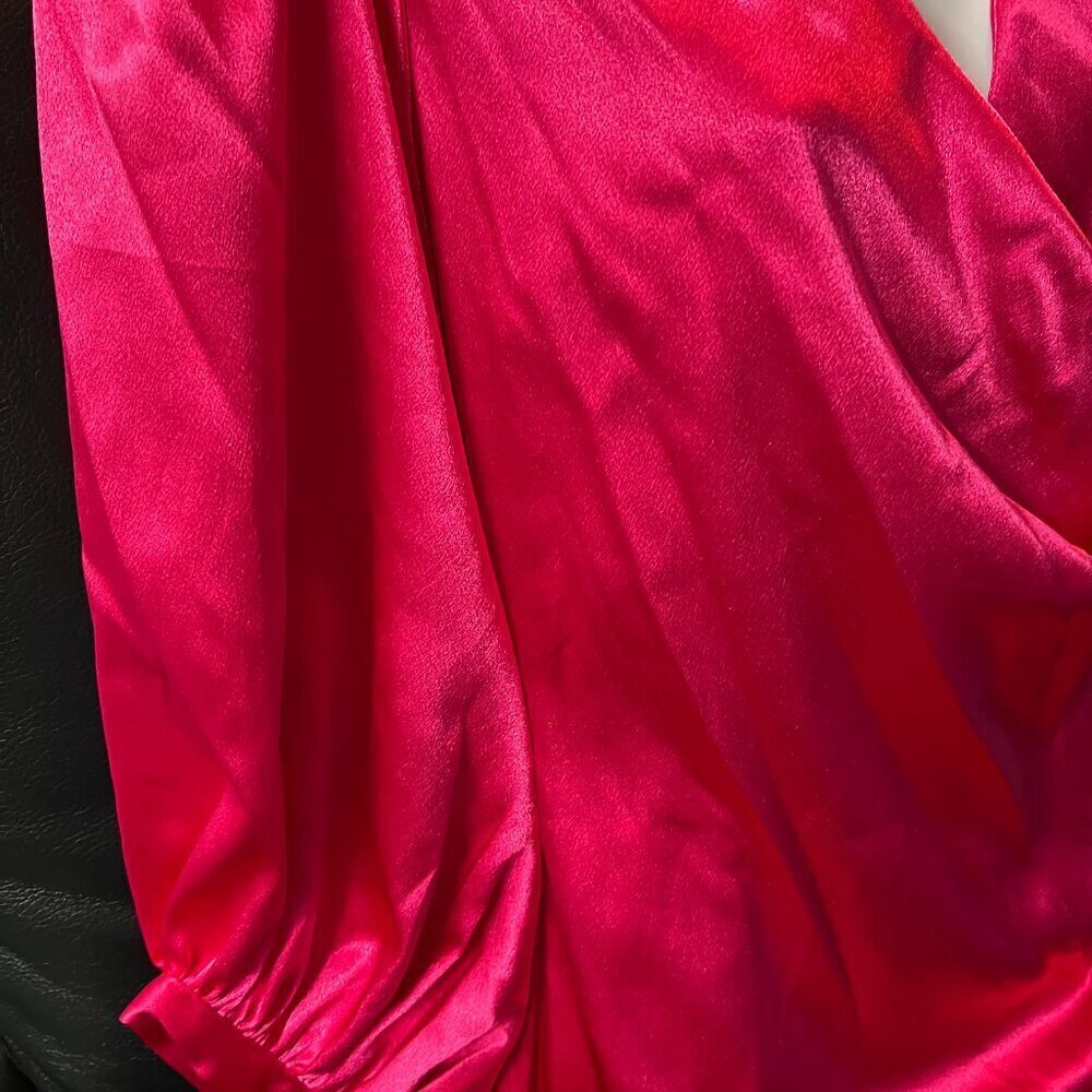 Donna Ricco Dress Pink Satin Long Sleeve Formal Dress Size 2 - Picture 9 of 11
